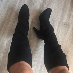 Bakers knee high black boots heels with 3 buckles